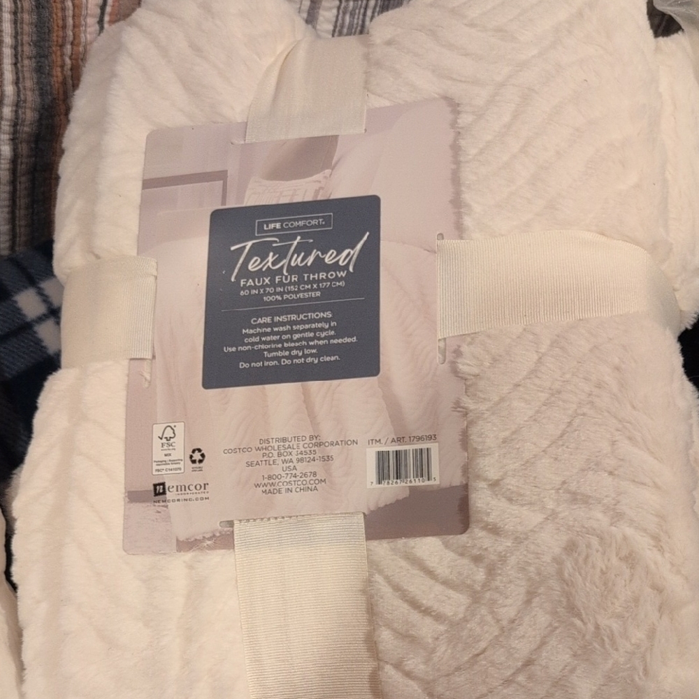 Life Comfort Textured Faux Fur Throw